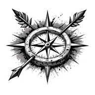 broken compass and arrow design tattoo design idea