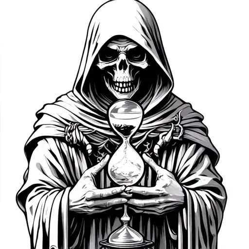 grim reaper holding hourglass tattoo design idea