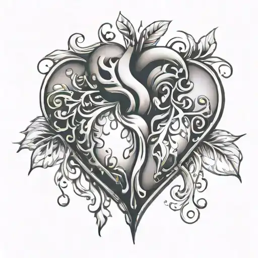 mended heart with two tear drops tattoo design idea