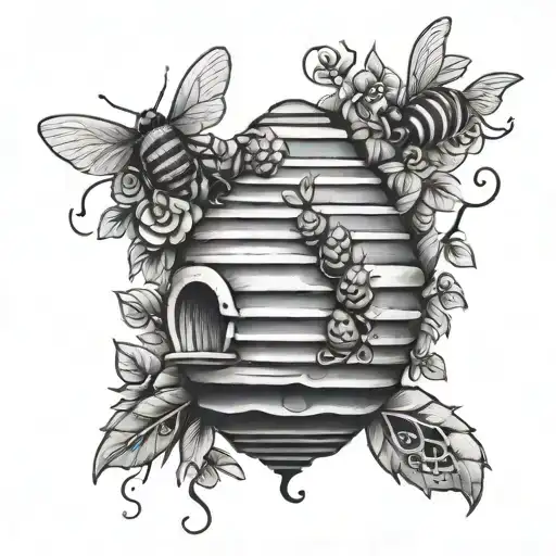 whimsical beehive tattoo design idea