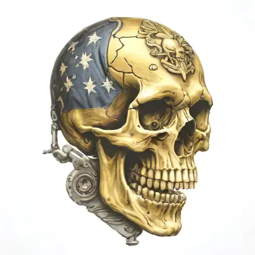 gadsden flag pistols skull tattoo design idea