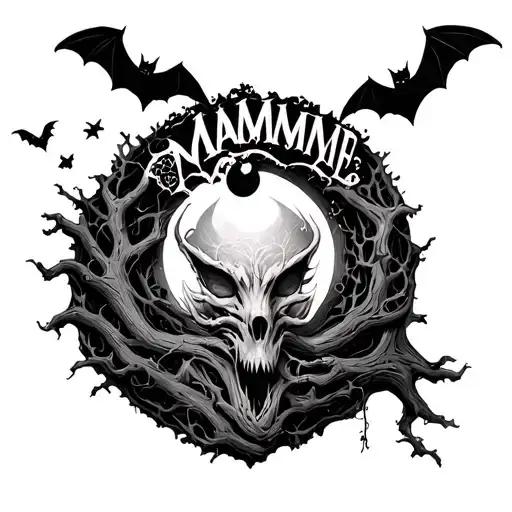 Poison Tree With Bats the name mammie tattoo design idea