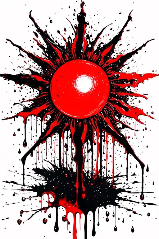 a sun melting into rain drops. tattoo design idea