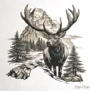an ankle tattoo around the ankle, 360 degrees starts with bull elk and continues with grand canyon, colorado river  tattoo design idea