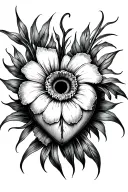 iris flower forming a human heart tattoo design idea