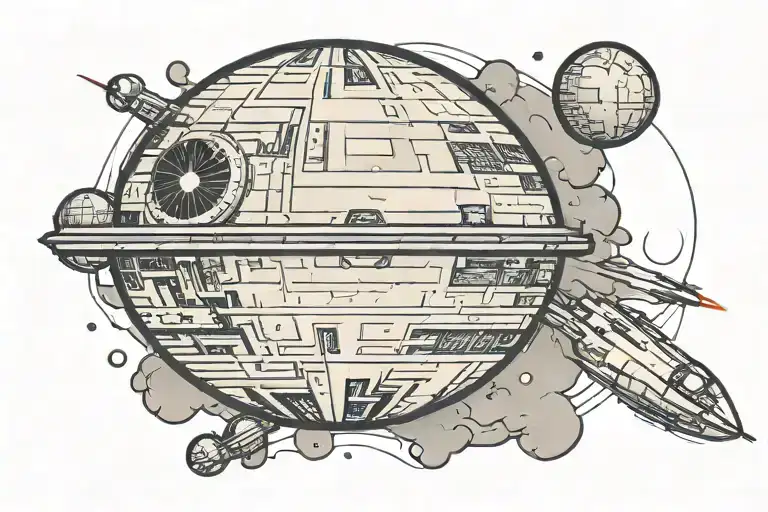 Death Star floating tattoo design idea
