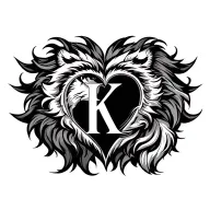 lion heart with K initial tattoo tattoo design idea
