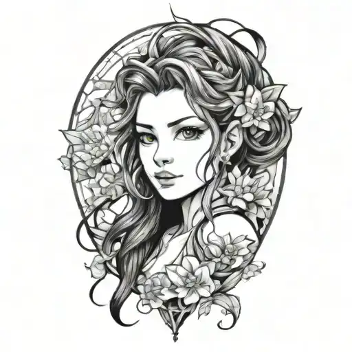 aerith Gainsborough flower tattoo design idea