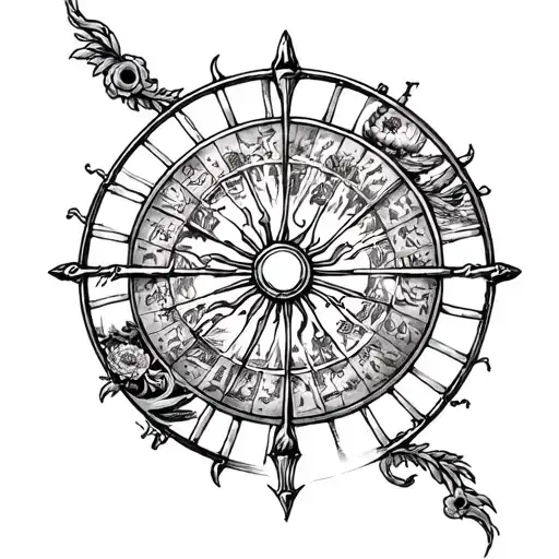 wheel of fortune, life and journey depicted tattoo design idea
