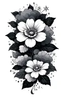 names scripute stars clouds flower tattoo design idea