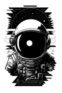 interstellar astronaut near a black hole tattoo design idea