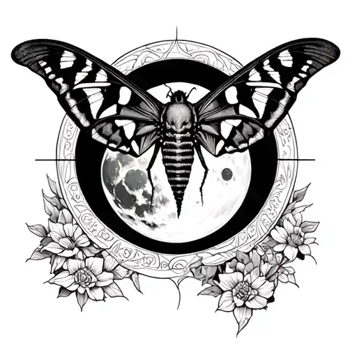 Death Moth Lunar cycle thigh tattoo tattoo design idea
