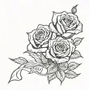 8 roses with 2 visible thorns and a ribbon with number 3 on it tattoo design idea