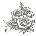 8 roses with 2 visible thorns and a ribbon with number 3 on it tattoo design idea