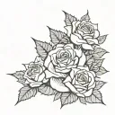 8 roses with 2 visible thorns and a ribbon with number 3 on it tattoo design idea