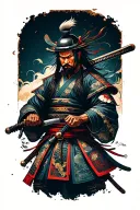 samurai warrior wielding tattoo design idea