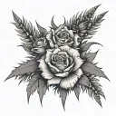 flowers with spikes crossed over each tattoo design idea