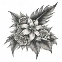 flowers with spikes crossed over each tattoo design idea