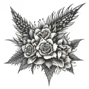 flowers with spikes crossed over each tattoo design idea
