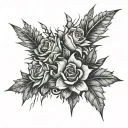 flowers with spikes crossed over each tattoo design idea