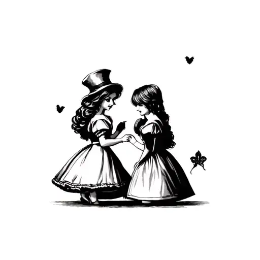 alice and wonderland medium size dark tattoo design idea