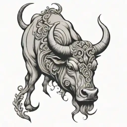 Aquarius Woman - Taurus bull tattoo design idea