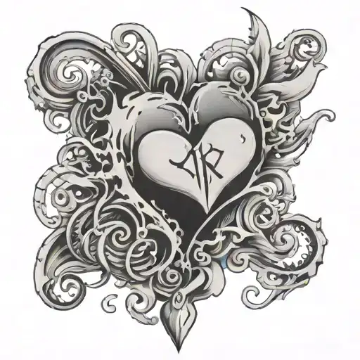 Name Akira with a heart shape tattoo design idea