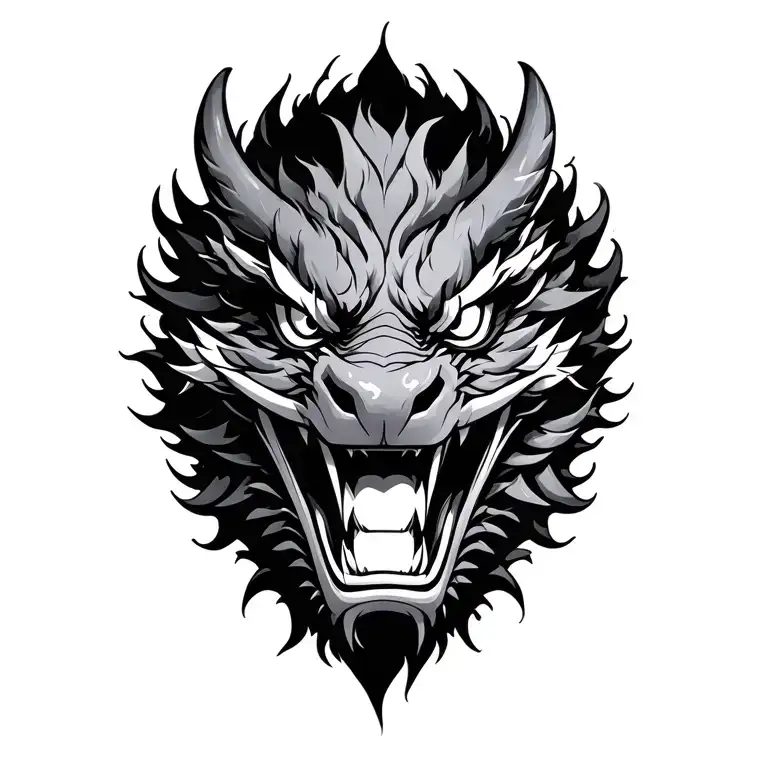 japanese dragon face tattoo design idea
