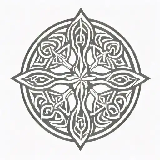 celtic cross in a circle tattoo design idea