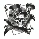 playing cards skull and falcon  tattoo design idea