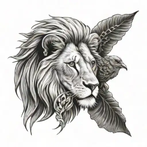 lion and the lamb tattoo design idea
