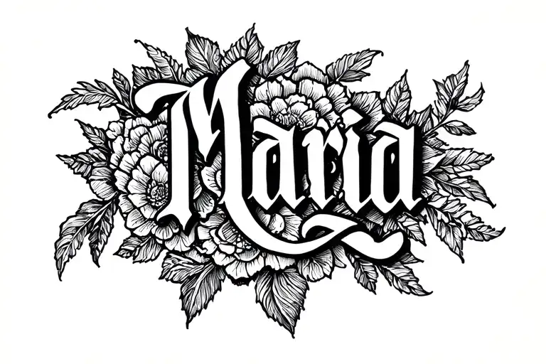 "Maria" name written tattoo design idea