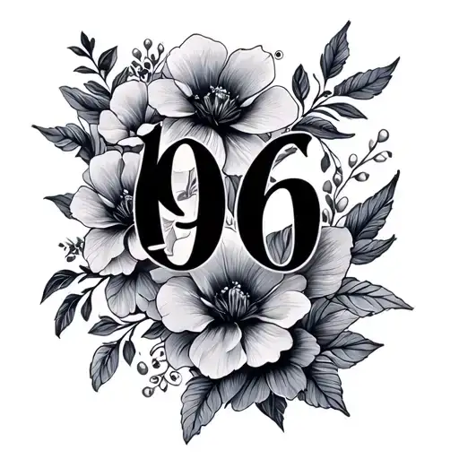 1996 letters with floral tattoo design idea