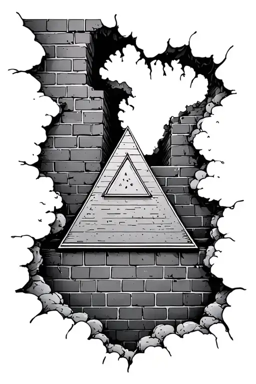 pink floyd prism and brick in the wall in hole tattoo design idea