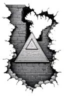 pink floyd prism and brick in the wall in hole tattoo design idea