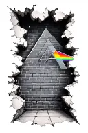 pink floyd prism and brick in the wall in hole tattoo design idea