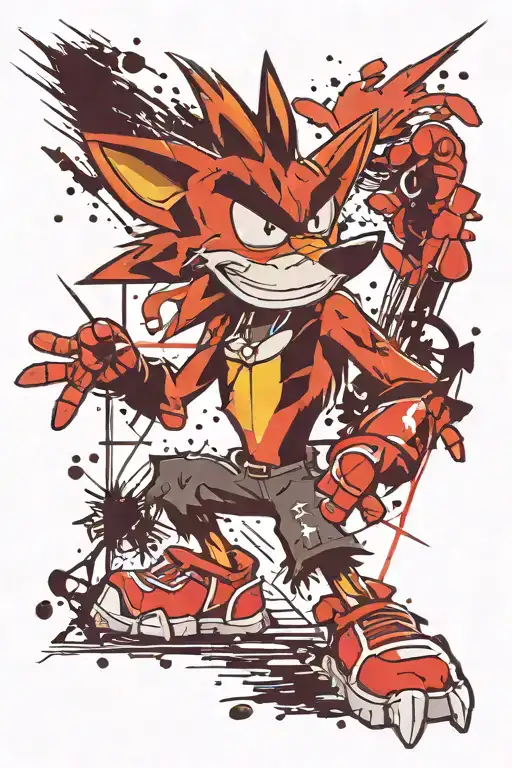 Crash bandicoot full body tattoo design idea