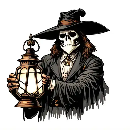 plague doctor holding a lantern tattoo design idea