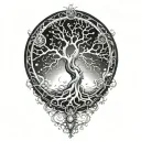 tree of life with day and night motifs tattoo design idea