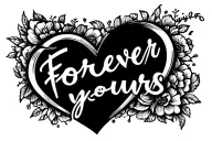 "Forever yours" heart with infinity symbol tattoo design idea