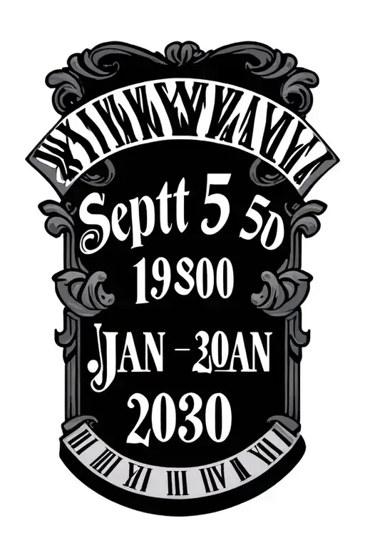 Roman numerals mod these dates sept 5 1960 and Jan 30  2008 with the name Betty Jean brown incorporated somewhere  tattoo design idea