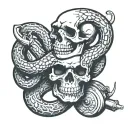 skull snake dumbbell intertwined tattoo design idea