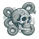 skull snake dumbbell intertwined tattoo design idea