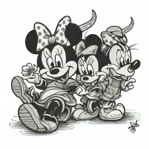 Minnie mouse and whinnie the pooh tattoo design idea