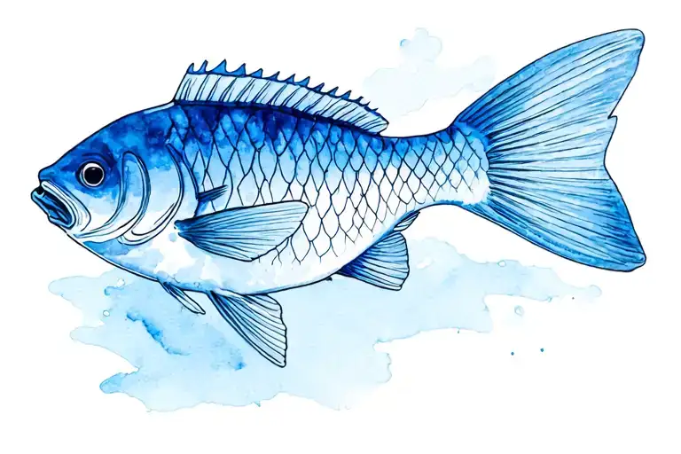 fineline bluegill tattoo design idea