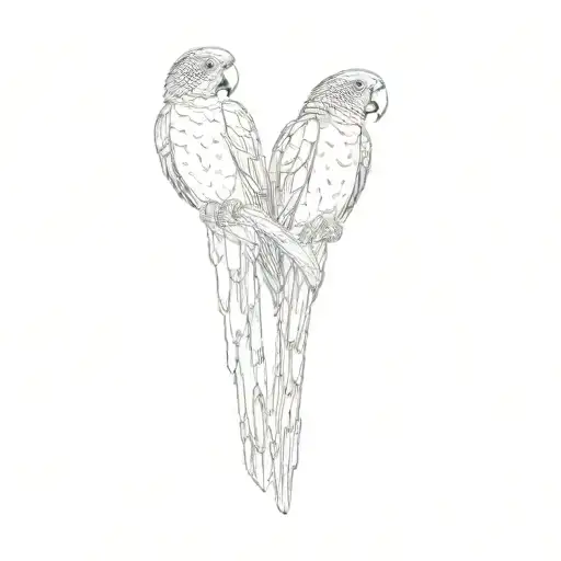two parrots perched on a branch tattoo design idea