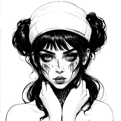 Make a sketch of a terrible girl tattoo design idea