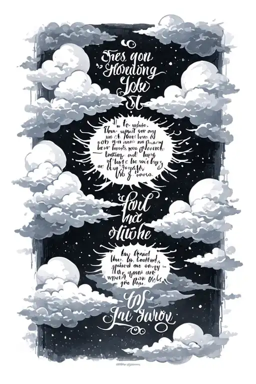 bible verse with clouds and job from the bible tattoo design idea