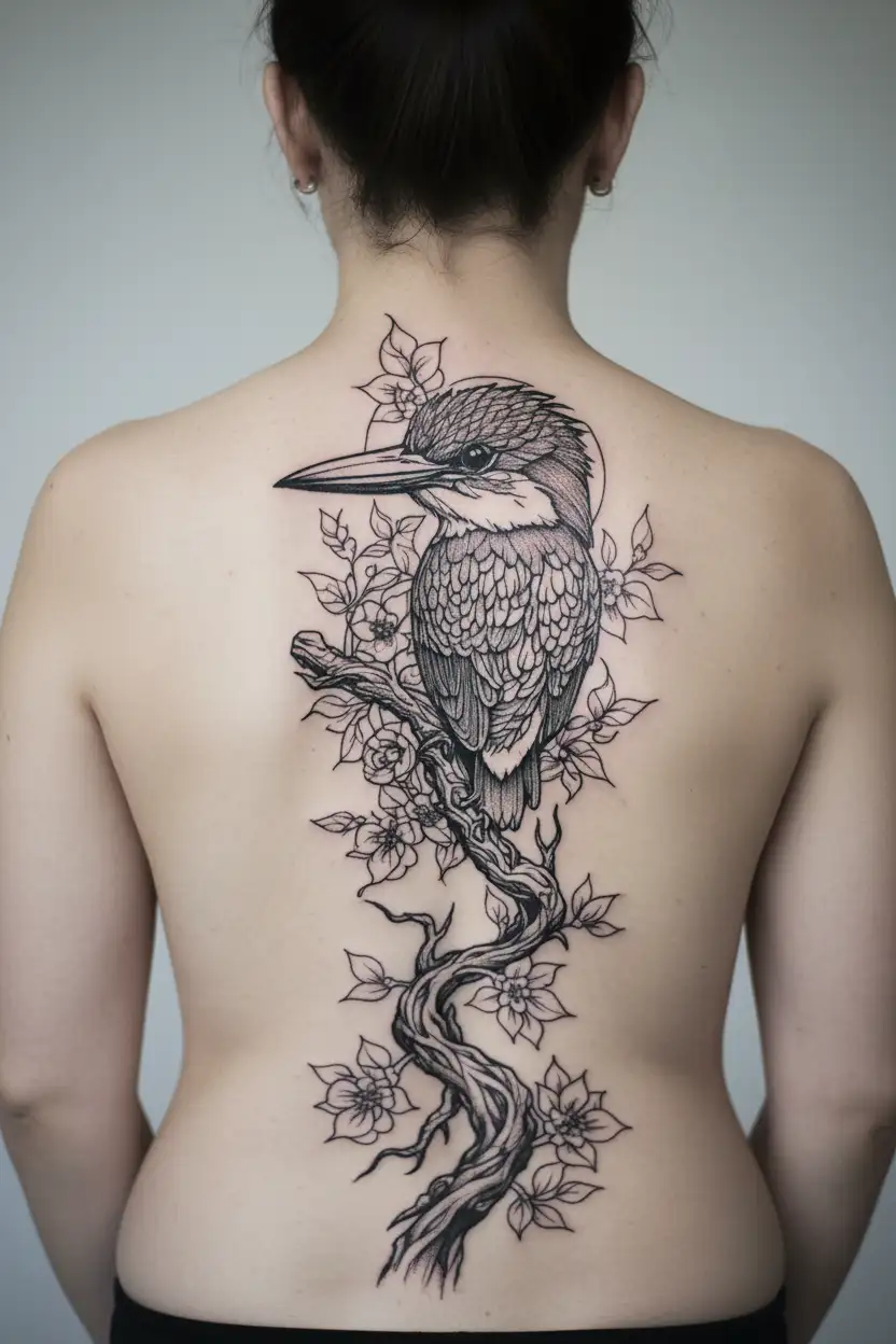 kingfisher with I'm still fine lyrics tattoo design idea