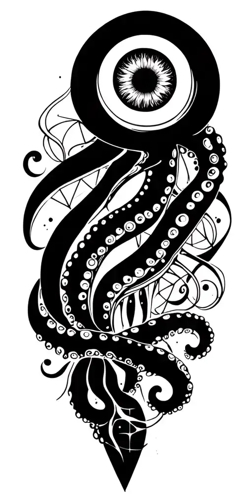 sacred geometry with eye and octopus tentacles  tattoo design idea